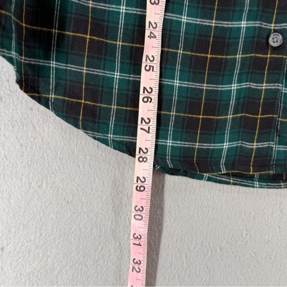 Old Navy The Classic Flannel‎ Shirt Women LT Navy Green Heritage Plaid Cabincore - Picture 5 of 12